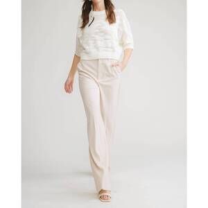 NEW FLAT WHITE crescent open knitting sweater top in white